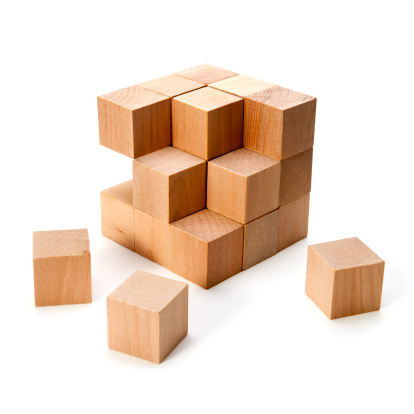 Wooden blocks on white.