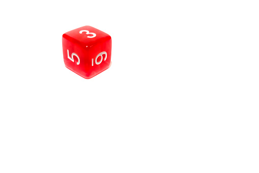 red dice number 3,5 and 6 with white background
