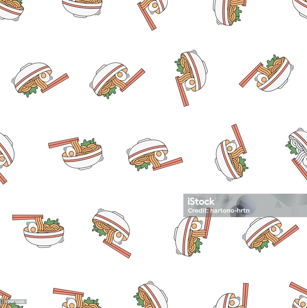 Ramen Theme Pattern Doodle Ramen Seamless Pattern Suitable For Backgrounds Wallpapers ...