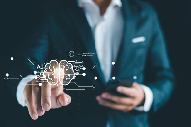 istock Businessmen chat with artificial intelligence technology robots through ai, the secretary-general of future world science and technology. 1730844042