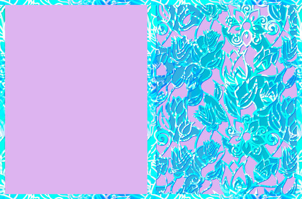 Postcard design with floral pattern on pink  background.  It can be used for invitations, postcards, covers. Vector  light green flowers