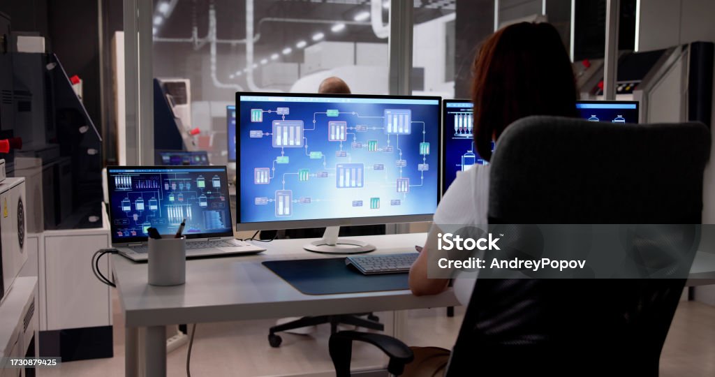 Industrial Data Automation System On Computer Stock Photo - Download ...