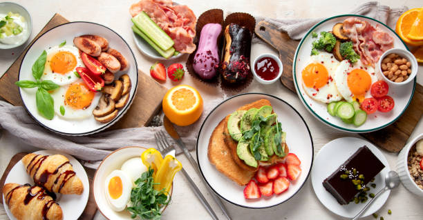 istock Healthy breakfast eating concept, various morning food on light background 1730890600