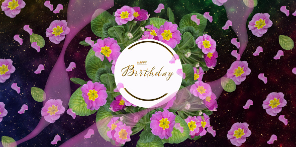 postcard , Internet banner  with a birthday greeting, with the inscription - happy birthday, 3d illustration