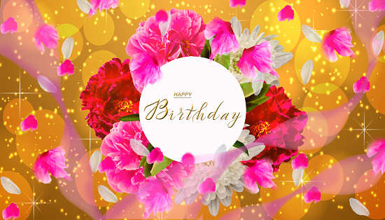 postcard , Internet banner  with a birthday greeting, with the inscription - happy birthday, 3d illustration