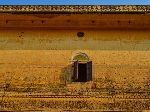 Detail of Amber Fort at sunny day in Jaipur, India. Amer Fort is the best tourist attraction of Jaipur.