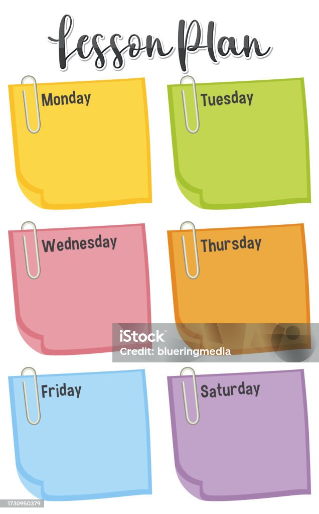 Weekly Lessons Animation Colorful Weekly Lesson Plan Template Stock Illustration - Download ...