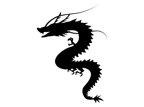 Powerful dragon silhouette. New Year's card illustration material for the Year of the Dragon.