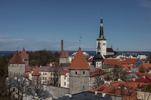 A scenic view of the cityscape of Tallin, Estonia