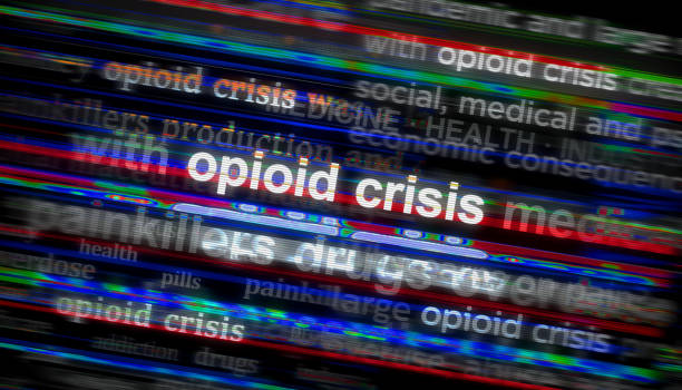 opioid crisis painkiller epidemic headline titles media 3d illustration - newspaper the media digital tablet digitally generated image imagens e fotografias de stock