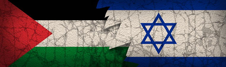 Israel and Palestinian flag background