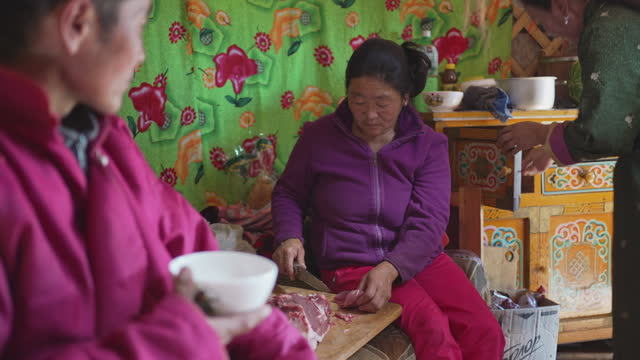 Mongolian nomadic people lifestyle at home