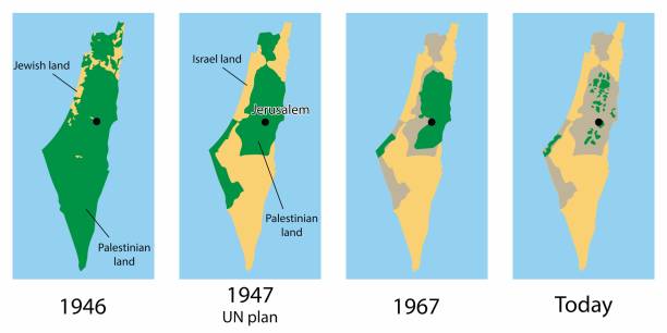 Palestinian and Israeli land over time Vector map of the Palestine and Israel territories over the years palestinian territories stock illustrations