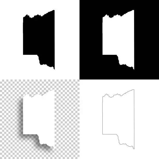 Vector illustration of Teton County, Idaho. Maps for design. Blank, white and black backgrounds