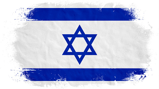 Israeli flag, war - Abstract brushstroke paint brush splash in the colors of the flag of israel, isolated on white background