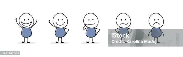 Humorous Gestures Collection Of Funny Stickman Showing Gestures Vector Stock Illustration ...