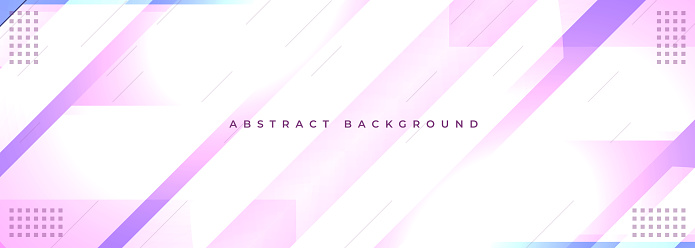 White and purple modern abstract wide banner with geometric shapes and diagonal lines. Violet and white abstract background. Vector illustration