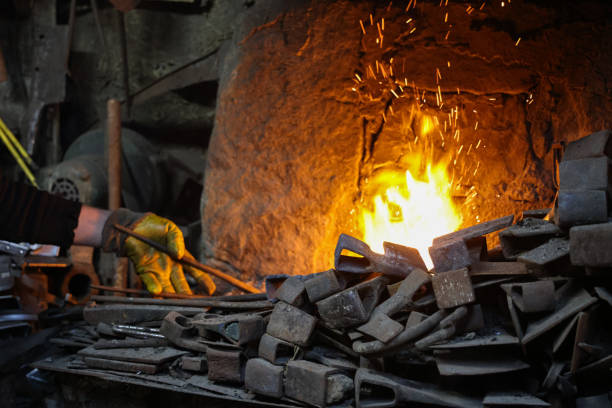 Furnace fire in blacksmith's shop