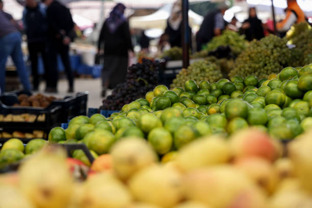 Selling vegetables and fruits  in bazaar