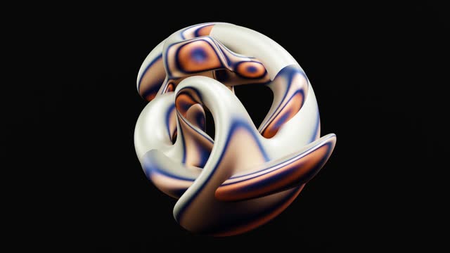 3d render, Abstract smooth shape holographic colors on black background, loops animation