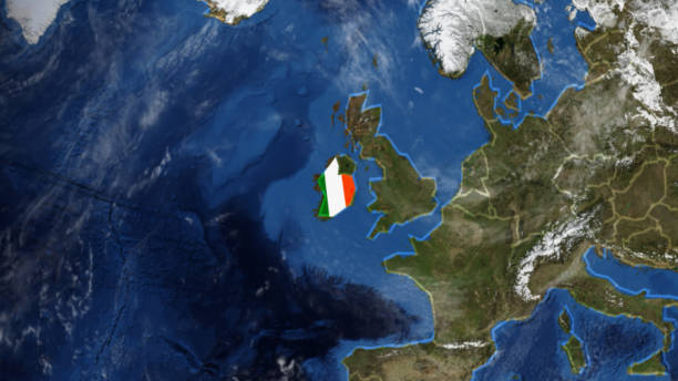 Credit: https://www.nasa.gov/topics/earth/images\n\nAn illustrative stock image showcasing the distinctive tricolor flag of Ireland beautifully draped across a detailed map of the country, symbolizing the rich history and culture