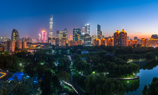 Beijing city skyline at sunset