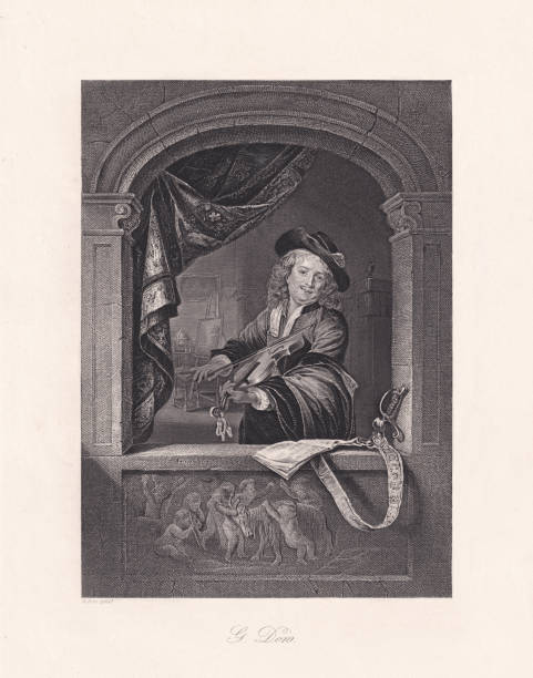 istock The violinist, painted by Gerard Dou, steel engraving, published in 1863 1731178865