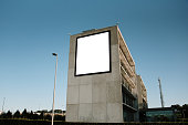 Blank billboard on a building facade