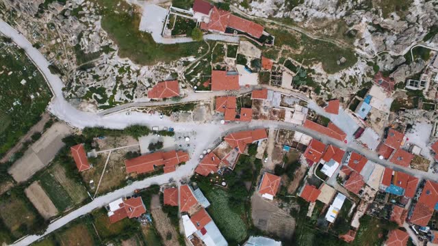 Full overhead view of Ayazini town in Afyonkarahisar province of Turkey