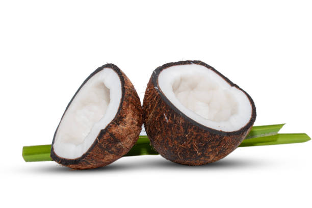 istock Coconut fruit with cut in half isolated on white background 1731209875