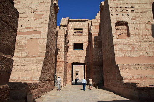 Luxor, Egypt - 28 Feb 2017: The temple of Medinet Habu in Luxor, Egypt