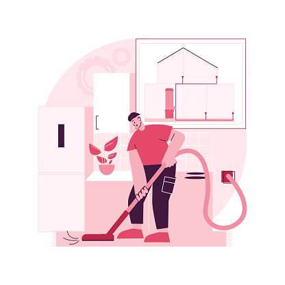 Central vacuum system abstract concept vector illustration. House appliance, remove dirt, central vacuum installation, home cleaning, filter bag, contractor service, equipment abstract metaphor.