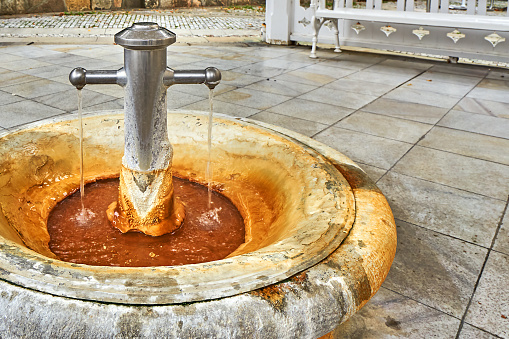 Thermal water drinking springs in Karlovy Vary in Czech Republic.