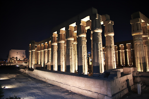 Ancient Luxor temple in Luxor city at night, Egypt
