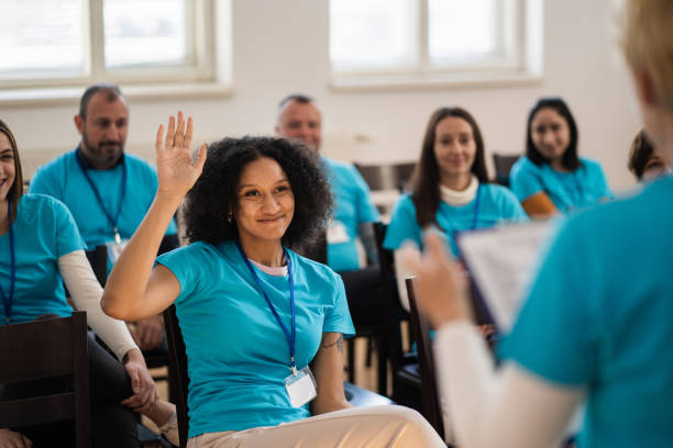 istock A woman volunteering during a charity training lecture 1731259748