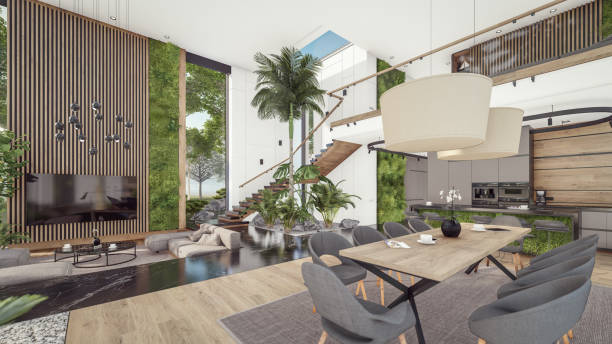istock 3d rendering of expensive cozy interior with green walls in night 1731260304