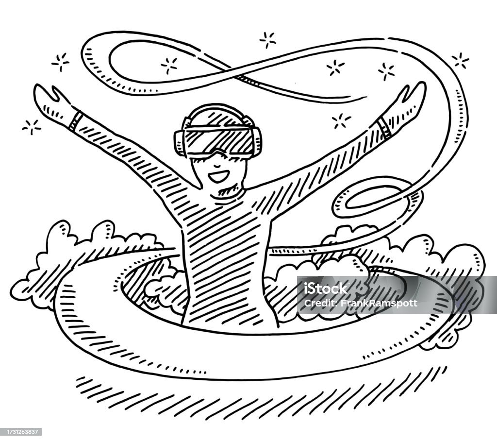 Drawing Experianced Virtual Reality Experience Drawing Stock Illustration - Download Image ...