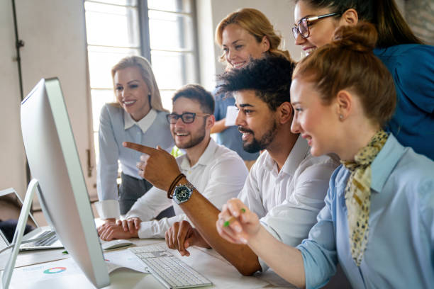 istock Startup business people working as team to find solution to problem. Technology finance concept 1731263881