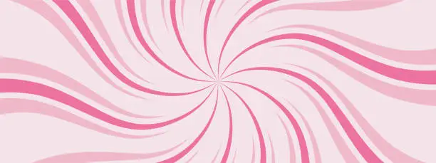 Vector illustration of Ice cream swirling radial background. Converging psychadelic scalable stripes. Fun sun light beams. Helix rotation rays. Vector illustration for swirl design. Summer. Vortex spiral twirl.
