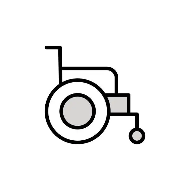 Vector illustration of Wheelchair Universal Line Icon Design with Editable Stroke. Suitable for Web Page, Mobile App, UI, UX and GUI design.