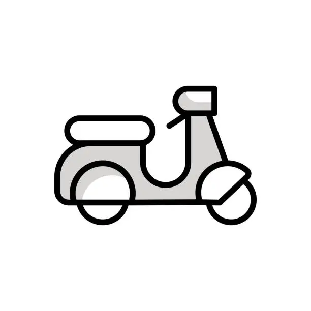 Vector illustration of Motoscooter Universal Line Icon Design with Editable Stroke. Suitable for Web Page, Mobile App, UI, UX and GUI design.
