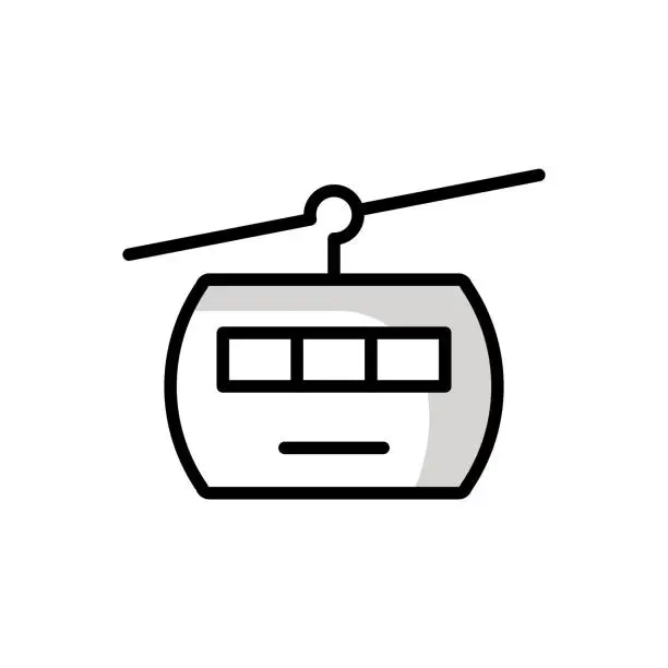 Vector illustration of Cable Car Universal Line Icon Design with Editable Stroke. Suitable for Web Page, Mobile App, UI, UX and GUI design.