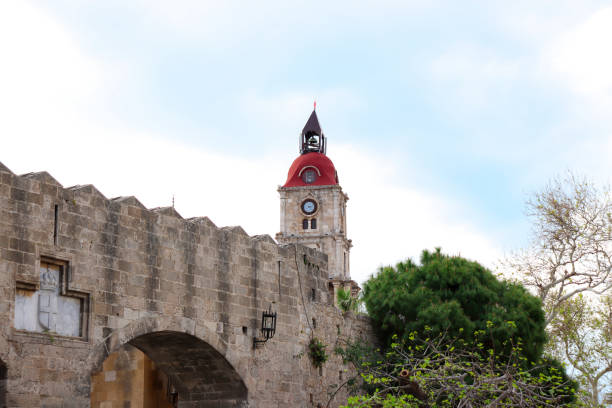 Roloi Clock Tower a medieval architectural building in a prime location in Rhodes, Old Town