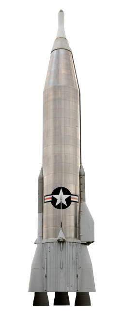 An Atlas 2E ballistic missile isolated on white background. A clipping path included.
