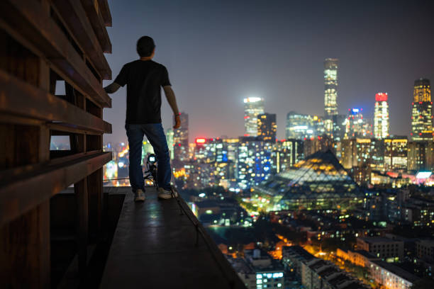 istock The silhouette portrait at night in beijing cbd 1731323027