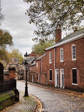 One of the old streets in Leicester covered by leaves