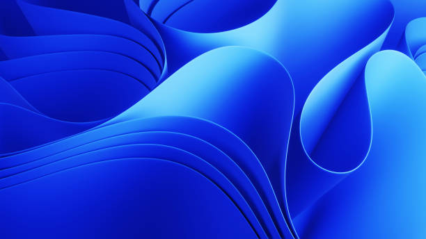 istock 3d render, abstract modern blue background, folded cloth macro, fashion wallpaper with wavy layers and ruffles 1731365464