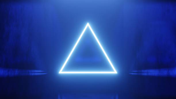 istock 3D render. Blue neon triangle abstract futuristic hi-tech background 1731368969