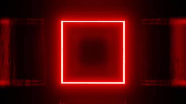 istock 3D render. Red neon square abstract futuristic hi-tech background 1731369570
