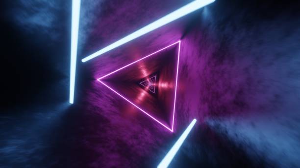 istock Abstract 3d render of neon, glowing light tubes, lasers and lines bouncing around and moving forward within a dark tunnel. 1731371836